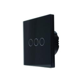 SmartWise T63 UNI Zigbee 3.0 + RF, 3-клавишный интеллектуальный настенный выключатель, универсальная проводка, черная сенсорная 