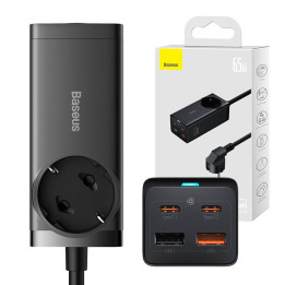 Сетевое зарядное устройство/удлинитель Baseus GaN3 Pro 2xUSB + 2xUSB-C + переменный ток, 65 Вт