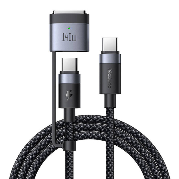 Кабель 2-в-1 USB-C — USB-C + Magsafe 3 Mcdodo CA-0140, 2 м (черный)