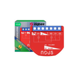 Nous B3Z išmanusis Tuya Zigbee mini relės modulis, su galios matuokliu ir jungiklio įėjimu, 2 grupės
