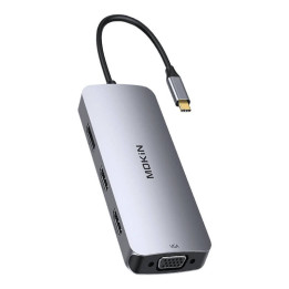 HUB 8in1 MOKiN USB-C VGA+2xHDMI (sidabrinis)