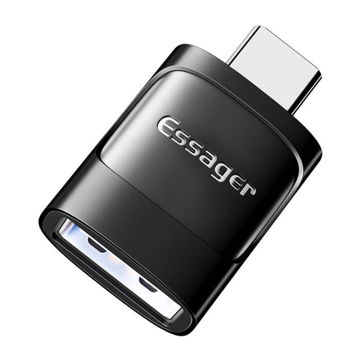 Adapteris OTG USB 3.0 sievišķais USB-C vīrišķais Essager (melns)