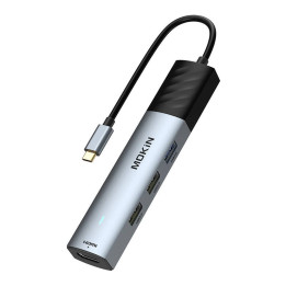 ХАБ 5в1 MOKiN USB-C PD 3.0 100Вт (серебристый)