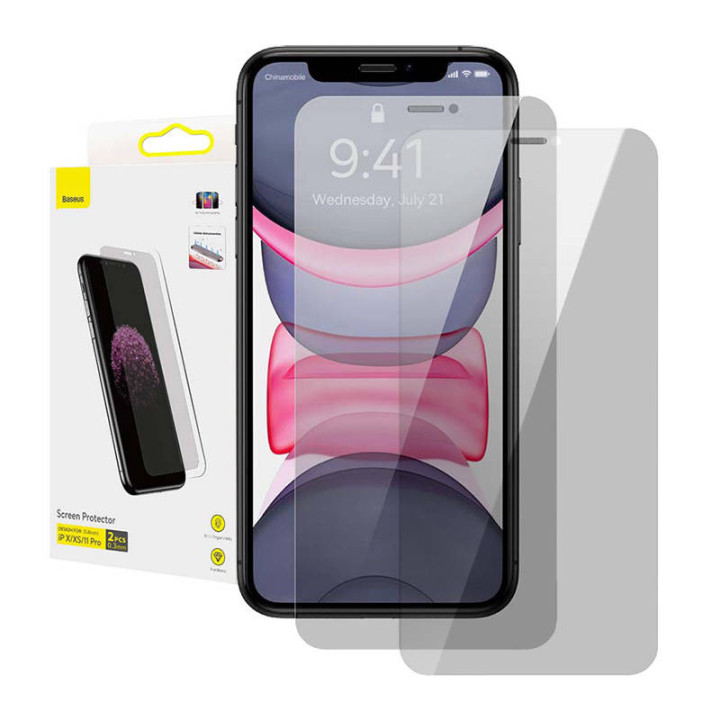 Baseus 0,3 mm näytönsuoja (2 kpl pakkaus) iPhone X/XS/11 Pro 5,8 tuumalle