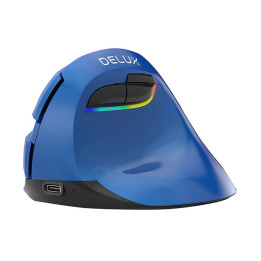 Juhtmeta vertikaalhiir Delux M618Mini BT4.0 + 2,4 GHz 4000 DPI RGB (sinine)