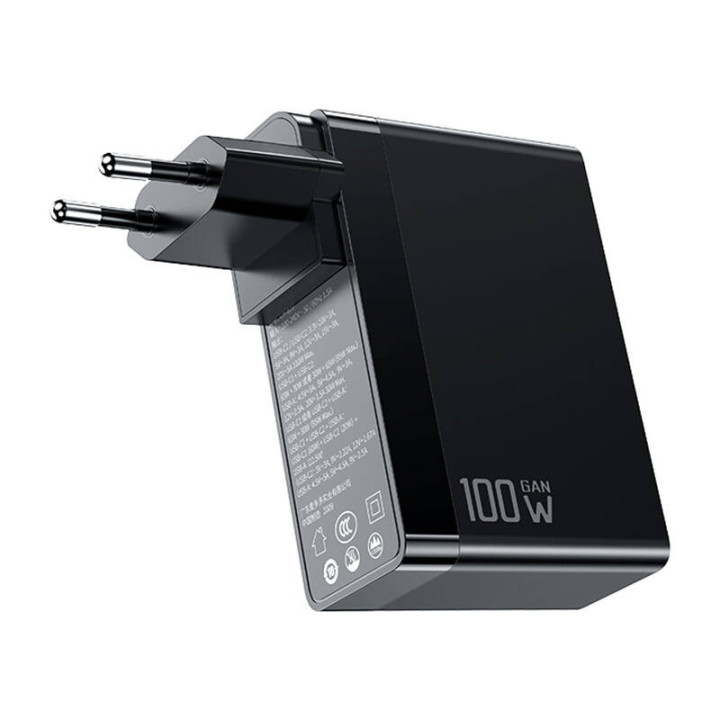 GaN Mcdodo CH-8101 Pro универсальное дорожное зарядное устройство/адаптер для Великобритании/США/ЕС, 100 Вт, 2xUSB-C, USB-A (чер