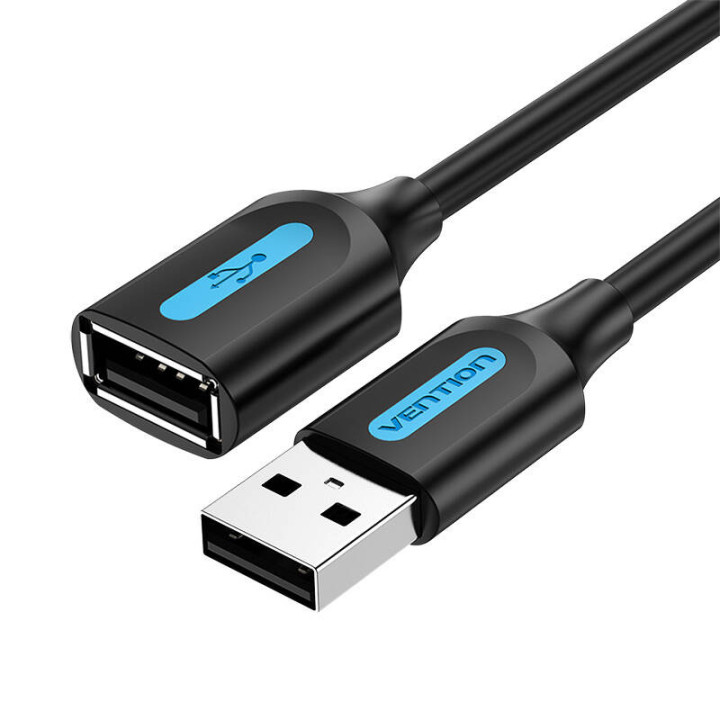 Pagarinātāja kabelis USB 2.0 vīrišķais-sieviete Vention CBIBD 0,5 m melns