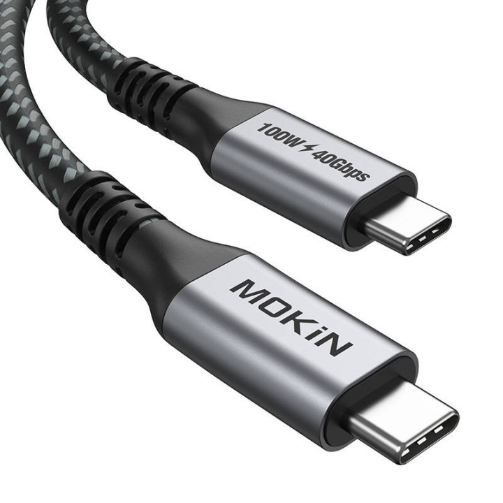 Kaabel USB-C MOKiN 1,2 m 100 W PD USB4 40 Gbps (must)