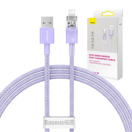 Ātrās uzlādes kabelis Baseus USB-A līdz Lightning Explorer Series 1m 2.4A (violeta)