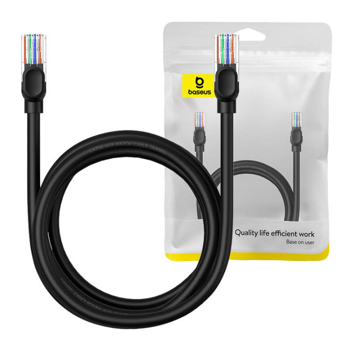 Baseus Ethernet CAT5, 2 m tinklo kabelis (juodas)