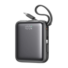 Joyroom Mini PowerBank JR-PBF27 22,5 W su dvigubu 10 000 mAh kabeliu (juodas)