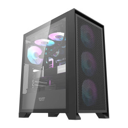 Darkflash DRX70 MESH kompiuterio dėklas (juodas) + 4 RGB ventiliatoriai