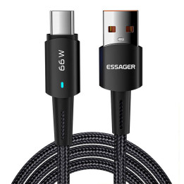 Кабель USB — USB-C, Essager, EXCT-CGA01, 66 Вт, 2 м (черный)