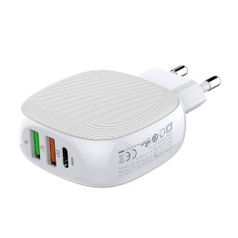 Sienas lādētājs LDNIO A3510Q, 2x USB + USB-C, PD + QC 3.0, 32W (balts)
