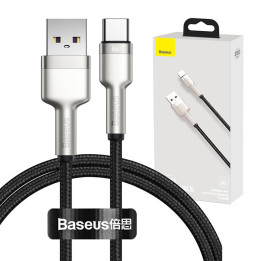 USB laidas, skirtas USB-C Baseus Cafule, 66W, 1m (juodas)