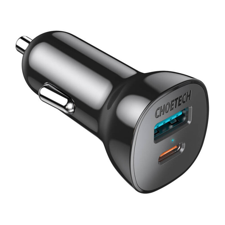 Автомобильное зарядное устройство Choetech 38W QC3.0+PD20W (черное)
