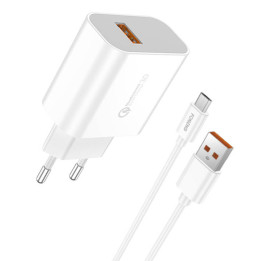 Greitas įkroviklis Foneng 1x USB QC 3.0 EU46 18W + USB mikro laidas