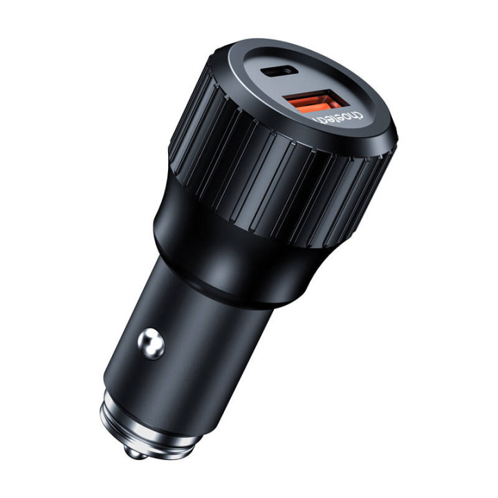 Choetech 63W Dual USB-C 45w+ USB-A 18w быстрое автомобильное зарядное устройство (черное)