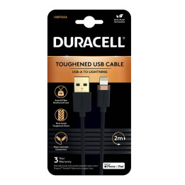 Duracell USB-C -kaapeli Lightning 2m:lle (musta)