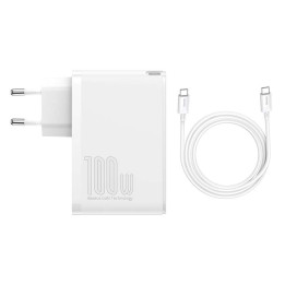 Ceļojumu lādētājs Baseus GaN2 Pro Quick 2x USB + 2x USB-C, 100W, EU (balts)
