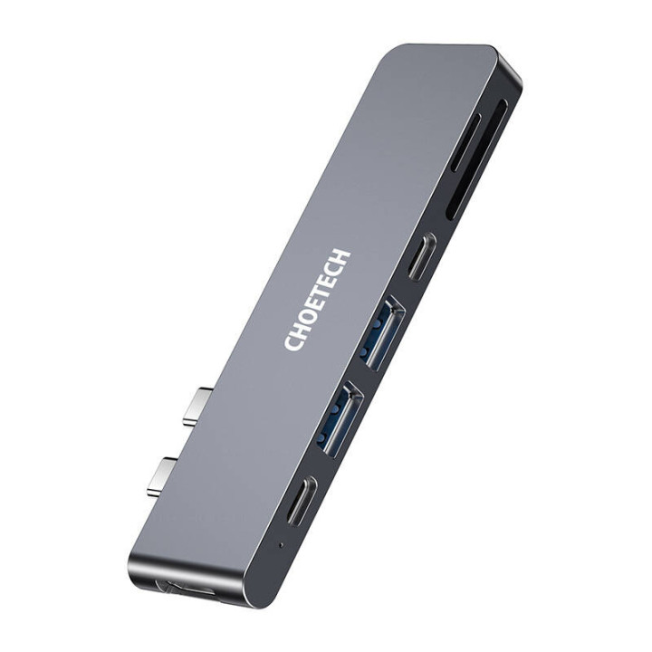 Док-станция Choetech HUB-M14 для Macbook Pro, USB-C 7-в-2, Thunderbolt 3 (серебристый)