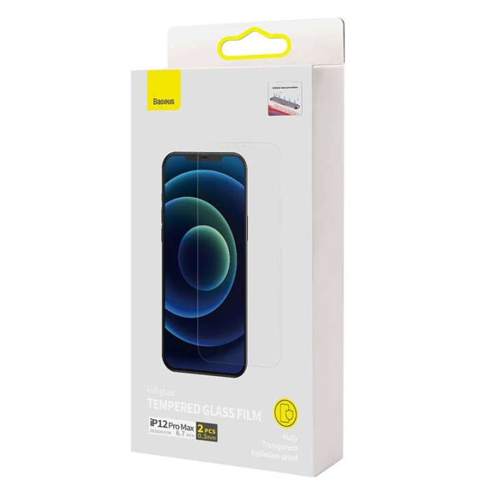 Закаленное стекло Baseus 0,3 мм для iPhone 12 Pro Max 6,7 дюйма (2 шт.)