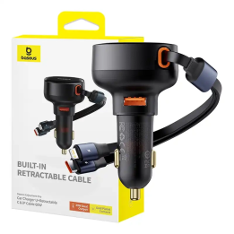 Autolaturi Baseus Enjoyment USB USB-C-kaapelilla ja Lightning 60W (musta)