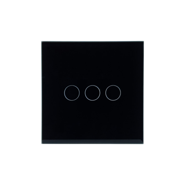 SmartWise T4 EU 3C UNI (R3), black, 3-gang, WiFi+RF smart light switch (works with single-live-wire, and with live+neutral wirin