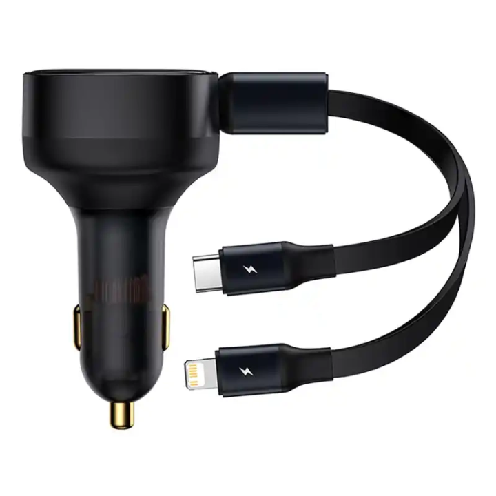 Baseus Enjoyment z kablami USB-C + Lightning 3A, 30W (Czarna)