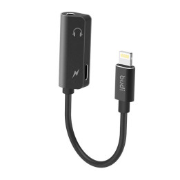 „Lightning“ į AUX mini lizdą 3,5 mm adapteris + „Lightning Budi“ (juodas)