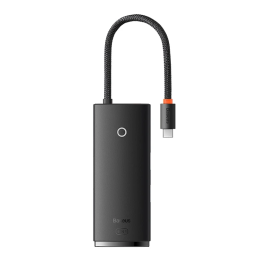 Hub 6w1 Baseus Lite Series USB-C iki 2x USB 3.0 + USB-C PD + HDMI + SD/TF (juoda)