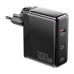 Seinälaturi, Essager, ECT2CA-ZXB01-Z, GaN, USB-A, USB-C 100W (musta)
