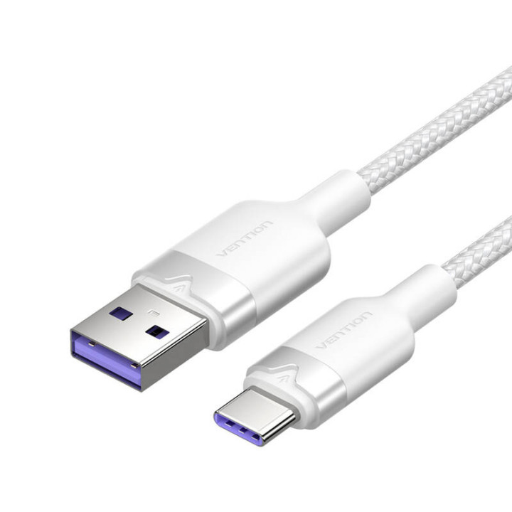 USB 2.0 A līdz USB-C 6A Vention CTOWH 2M kabelis (balts)