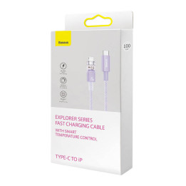 Ātrās uzlādes kabelis Baseus USB-C uz Lightning Explorer Series 2m, 20W (violeta)