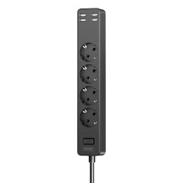 XO WL10 4USB 1,8 m strāvas sloksne (melna)