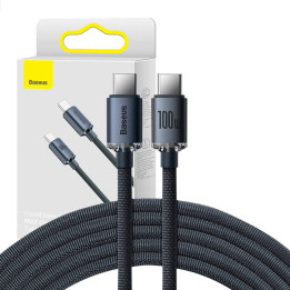 Baseus Crystal Shine kabelis no USB-C līdz USB-C, 100 W, 2 m (melns)