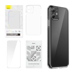 Case Baseus Crystal Series iPhone 11 (skaidrus) + grūdintas stiklas + valymo rinkinys