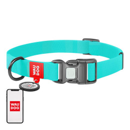 Veekindel helendav koera kaelarihm QR passiga WAUDOG 40 mm lai, 46-70 cm pikk