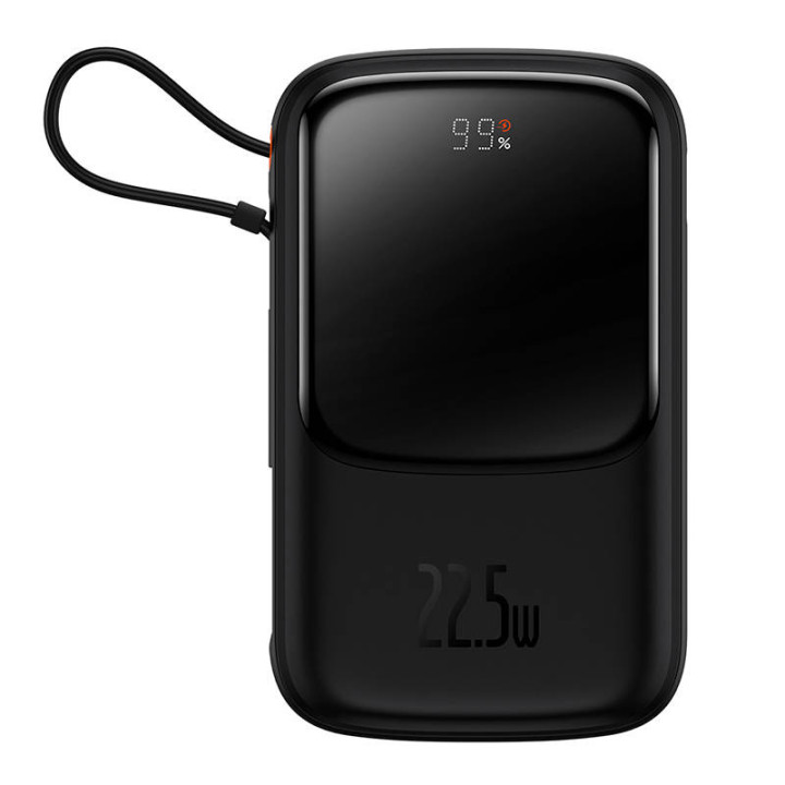 Powerbank Baseus Qpow PRO su laidu, 10000mAh, 22,5W (juodas)