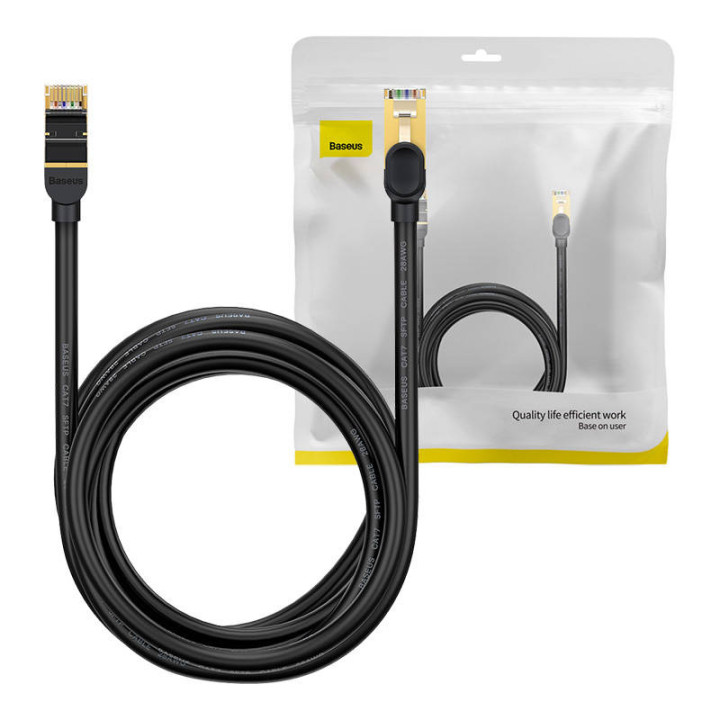 Baseus Ethernet RJ45, 10 Gbps, 5 m tinklo kabelis (juodas)