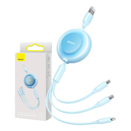 Baseus Bright Mirror 2, USB-кабель 3-в-1 для micro USB/USB-C/Lightning 3,5А 1,1м (Небесно-голубой)