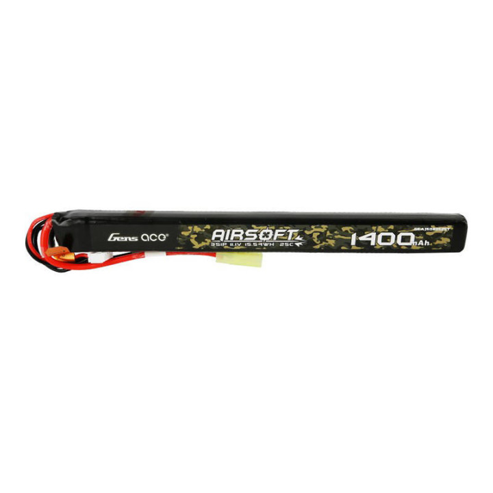 Gens ace 25C 1400mAh 3S1P 11,1 V Airsoft Gun Lipo aku mini Tamiya pistikühendusega