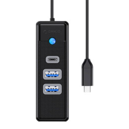 Orico Hub USB-C līdz 2x USB 3.0 + USB-C, 5 Gb/s, 0,15 m (melns)