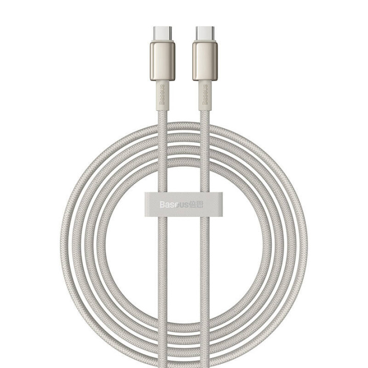 USB-C laidas su USB-C Baseus Tungsten Gold, 100 W, 2 m (zlotai)