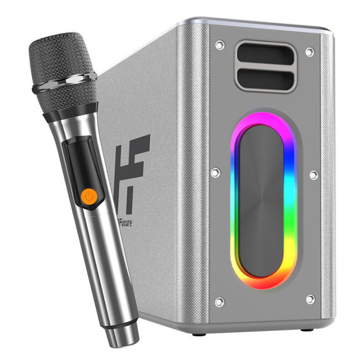 Динамик HiFuture Music Box Bluetooth + 2 микрофона (серебристый)