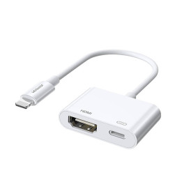Joyroomi adapter, mis on ühendatud Lightning (męski) ja cyfrowe HDMI (żeński) + Lightning (żeński) FullHD 1080p 60Hz biały (S-H1