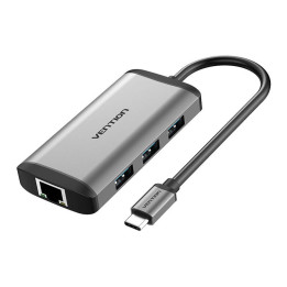 Док-станция 6 в 1 USB-C do HDMI, 3x USB3.0, RJ45, PD Vention CNCHB 0,15м серый