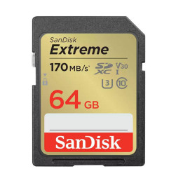 Atminties kortelė SANDISK EXTREME SDXC 64GB 170/80 MB/s UHS-I U3 (SDSDXV2-064G-GNCIN)