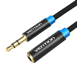 Kaabel-audio punutud 3,5 mm isane-emane tuulutusava VAB-B06-B300-M 3m must
