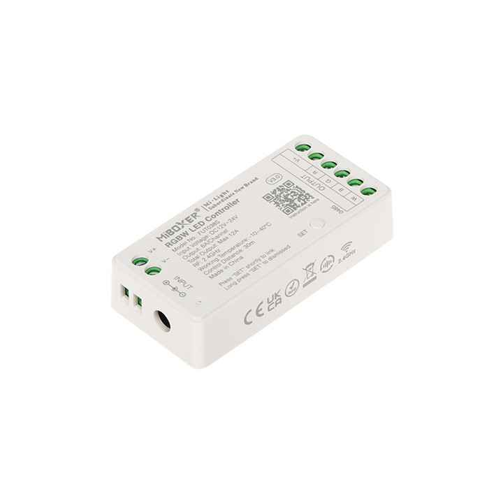 MiBOXER FUT038S 2.4 GHz RGBW LED kontrolleris 12-24V DC viedtālruņa vadībai ar Smarteg Smart Life lietotni